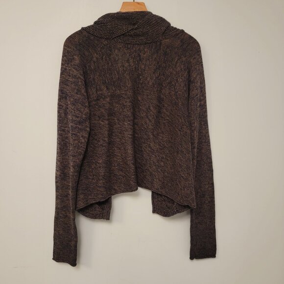 CONVERSE ONE STAR Womens‎ Cardigan Wrap Sweater Brown Black Sz M Twist Trim - Picture 7 of 7